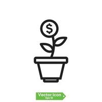 Business Growth Start Up Investment Graph. Flat Vector Icon Set.