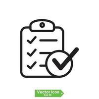 icono de la línea del portapapeles. símbolo de signo de lista de verificación para el diseño de sitios web y aplicaciones. vector