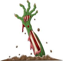 Cartoon halloween zombie hand out of the ground vector