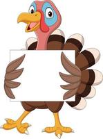Cute turkey holding blank sign vector