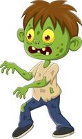 Cartoon angry zombie boy walking vector