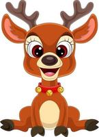 Cartoon cute baby deer sitting vector