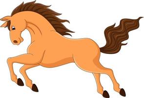 Cartoon brown horse running on white background vector