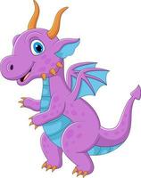 Cartoon purple dragon on white background vector