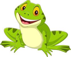 Cartoon happy frog on white background vector