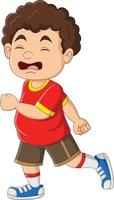 Cartoon funny overweight boy running vector
