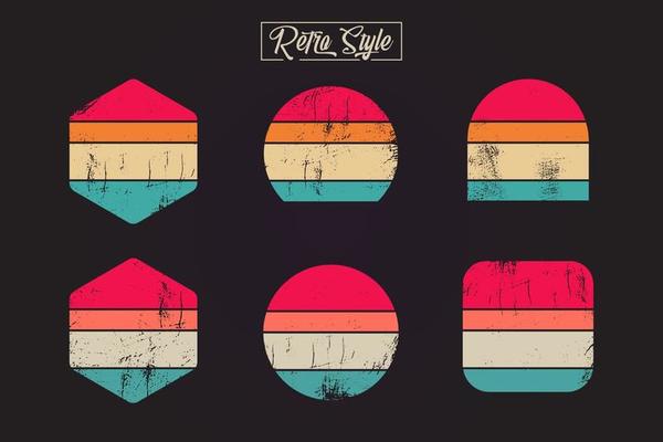 Set of distressed retro grunge badge template