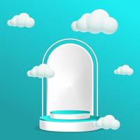 3d podium mockup product with cloud vector
