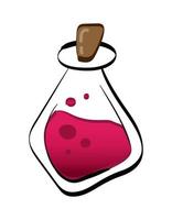 Liquid elixir in a bottle in cartoon style on a white background. vector