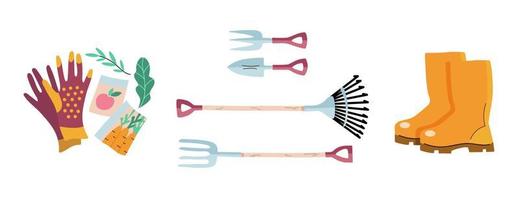 The concept of gardening tools and gardening equipment. Vector illustration of items for gardening.