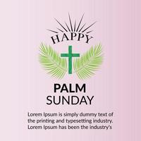 Happy Palm Sunday with palm leaf. Hand drawn vector in mimal style.