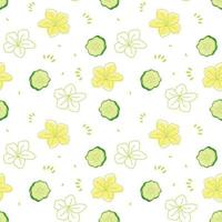 Seamless pattern of cucumber slices and flowers vector