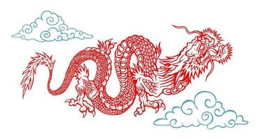 Chinese or eastern red dragon isolated Royalty Free Vector