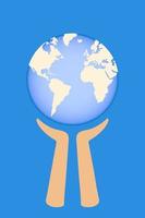 Two hands holding the globe earth. Save the world concept. Climate change vector