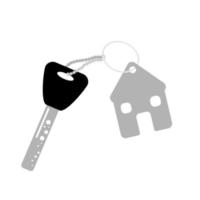House keys with house shaped key chain isolated on white background. Real estate concept vector
