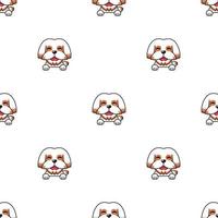 Vector cartoon character shih tzu dog seamless pattern background