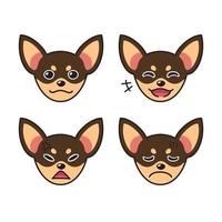 Set of character chihuahua dog faces showing different emotions vector