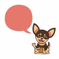 personaje de dibujos animados perro chihuahua feliz con burbujas de discurso vector