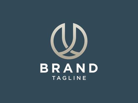 Abstract Initial Letter U Logo. Geometric Linear Style isolated on Dark  Background. Usable for Business and Building Logos. Flat Vector Logo Design Template Element.