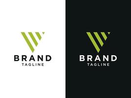 Abstract Initial Letter V Logo. Green Geometric Shape isolated on Double Background. Usable for Business and Branding Logos. Flat Vector Logo Design Template Element.