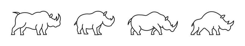 line icon Set of rhinoceros character,African rhino silhouette Vector illustration.
