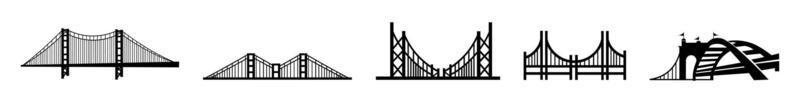 conjunto vectorial de logotipo de puente para negocios, varios tipos de puentes en perspectiva vector