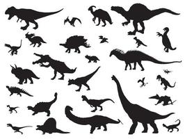 Dinosaurs and Jurassic dino monsters icons. Vector silhouette