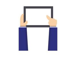 Businessman hold tablet , vector illustration