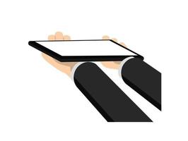 Businessman hold tablet , vector illustration