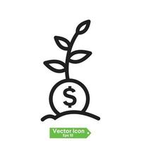 Business Growth Start Up Investment Graph. Flat Vector Icon Set.