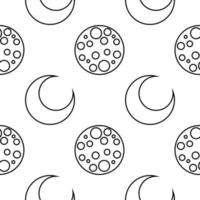 full moon and crescent outline seamless pattern vector