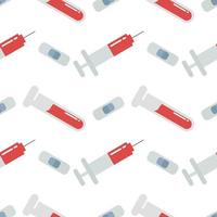 injection and vaccine seamless pattern on vaccination theme vector