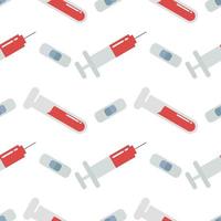 injection and vaccine seamless pattern on vaccination theme vector