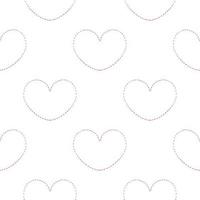 pink heart seamless pattern in dotted line style vector