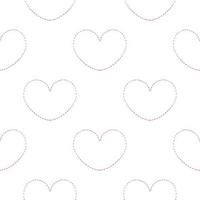 pink heart seamless pattern in dotted line style vector