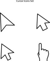 conjunto de iconos de cursor aislado sobre fondo blanco. estilo de diseño de moda para sitio web y aplicación móvil. símbolo moderno y sencillo. vector