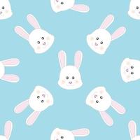 Cute little Easter bunny face. Vector Cartoon illustration. Seamless pattern