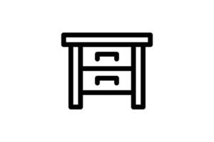 Table Drawer Icon Furniture Line Style Free vector