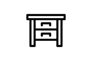 Table Drawer Icon Furniture Line Style Free vector