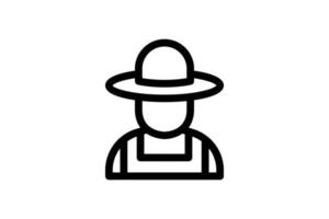 Farmer Avatar Icon Agriculture Line Style Free vector