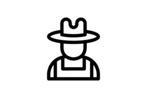 icono de avatar de granjero estilo de línea de agricultura gratis vector