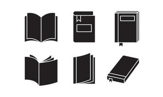 Vector illustration of book silhouette icon set. Suitable for design element of education and learning program, e book and magazine app.