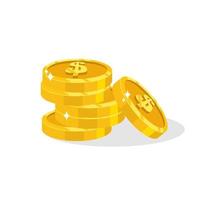 Flat vector illustration of coin stack. Suitable for design element of business, finance, investment and banking service. Gold coin vector element.