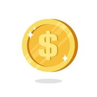 Flat vector illustration of gold icon. Suitable for design element of banking, business, investment and finance activity. Coin for online payment.