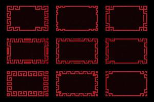 Chinese red rectangle frame geometric shape vector design.