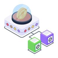 Client server in isometric style icon, blockchain technology vector