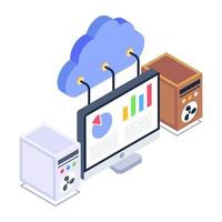 Client server in isometric style icon, blockchain technology vector