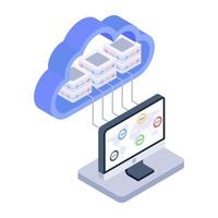 Client server in isometric style icon, blockchain technology vector