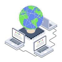 Client server in isometric style icon, blockchain technology vector