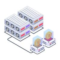 Client server in isometric style icon, blockchain technology vector